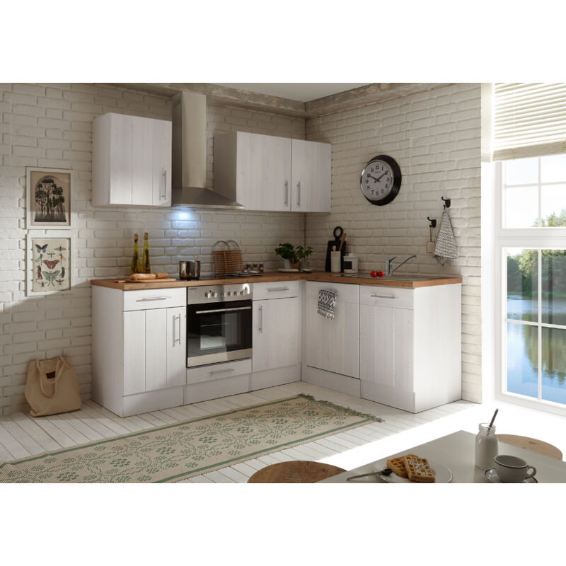foto del prodotto cucina angolo cottura cucina rustica in larice bianco anton 220 x 172 cm respecta