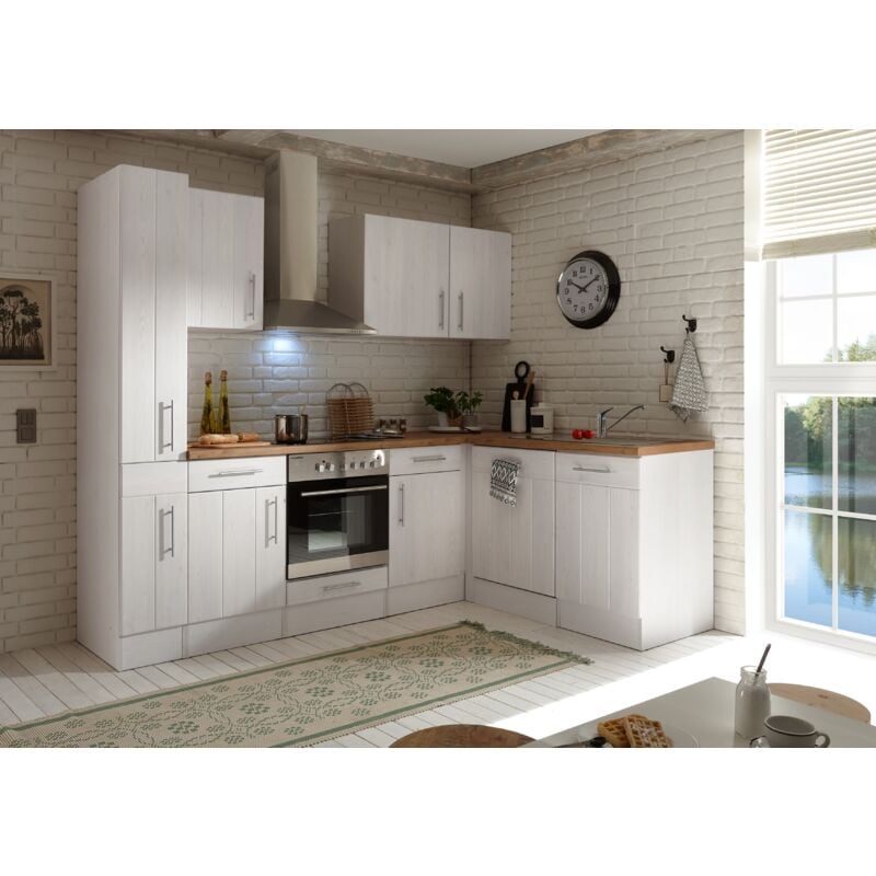 foto del prodotto cucina angolo cottura cucina rustica in larice bianco anton 250 x 172 cm respecta