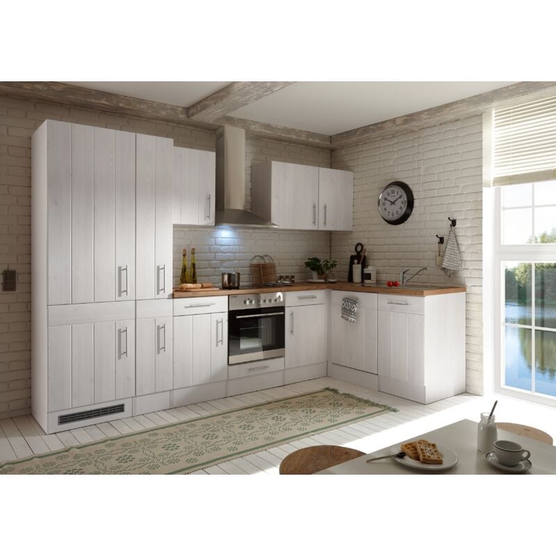 foto del prodotto cucina angolo cottura cucina rustica in larice bianco anton 310 x 172 cm respecta
