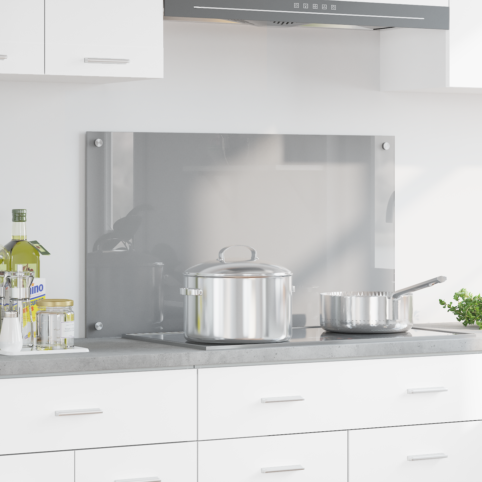 foto del prodotto cucina backsplash grigio chiaro 90x50x0.6 cm vetro temperato