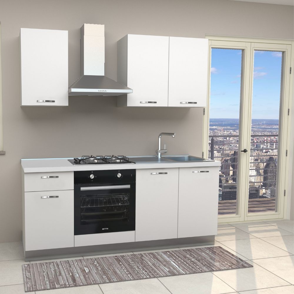 foto del prodotto cucina bianca con elettrodomestici inclusi