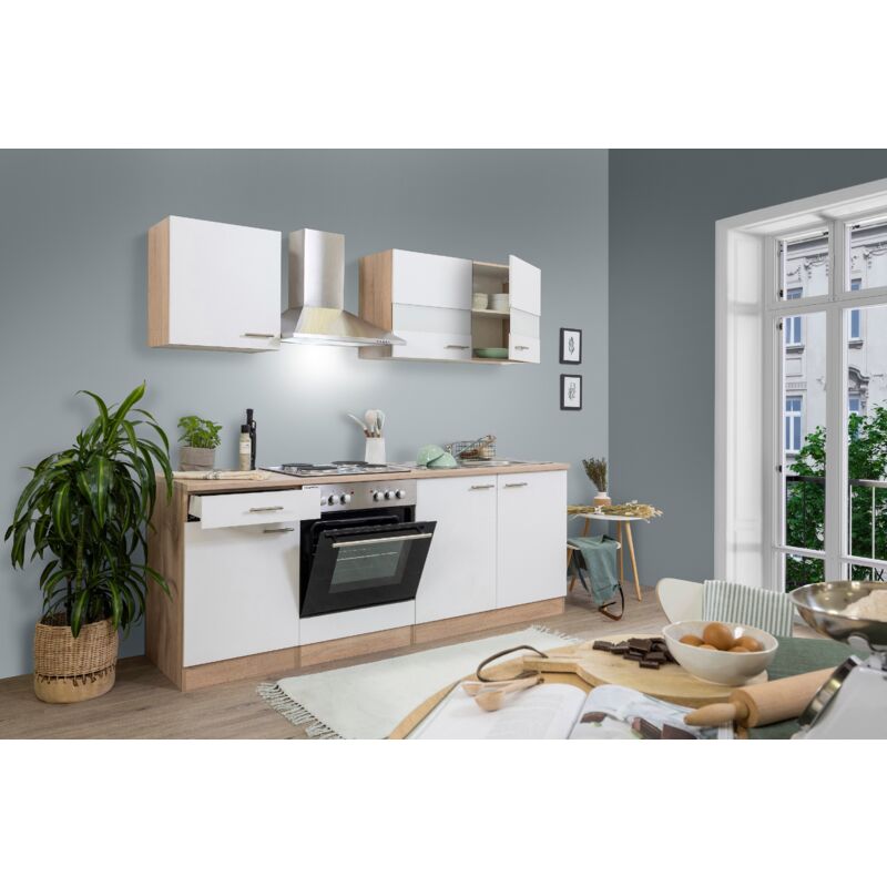 foto del prodotto cucina blocco cucina blocco cucina componibile rovere bianco merle 210 cm respecta