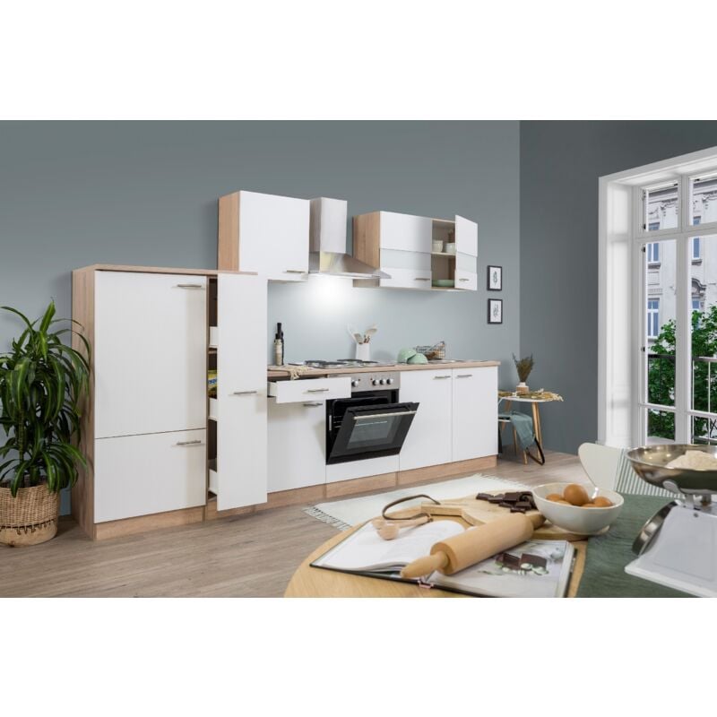 foto del prodotto cucina blocco cucina blocco cucina componibile rovere bianco merle 300 cm respecta