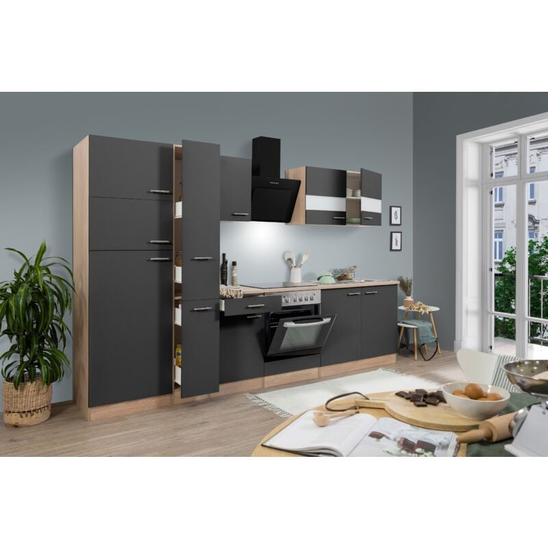 foto del prodotto cucina blocco cucina blocco cucina componibile rovere grigio merle 300 cm respekta