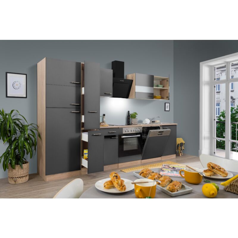 foto del prodotto cucina blocco cucina blocco cucina componibile rovere grigio merle 310 cm respekta