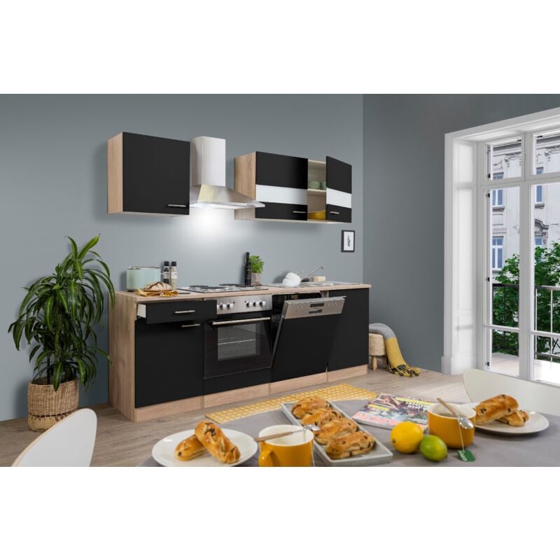 foto del prodotto cucina blocco cucina blocco cucina componibile rovere nero merle 220 cm respekta
