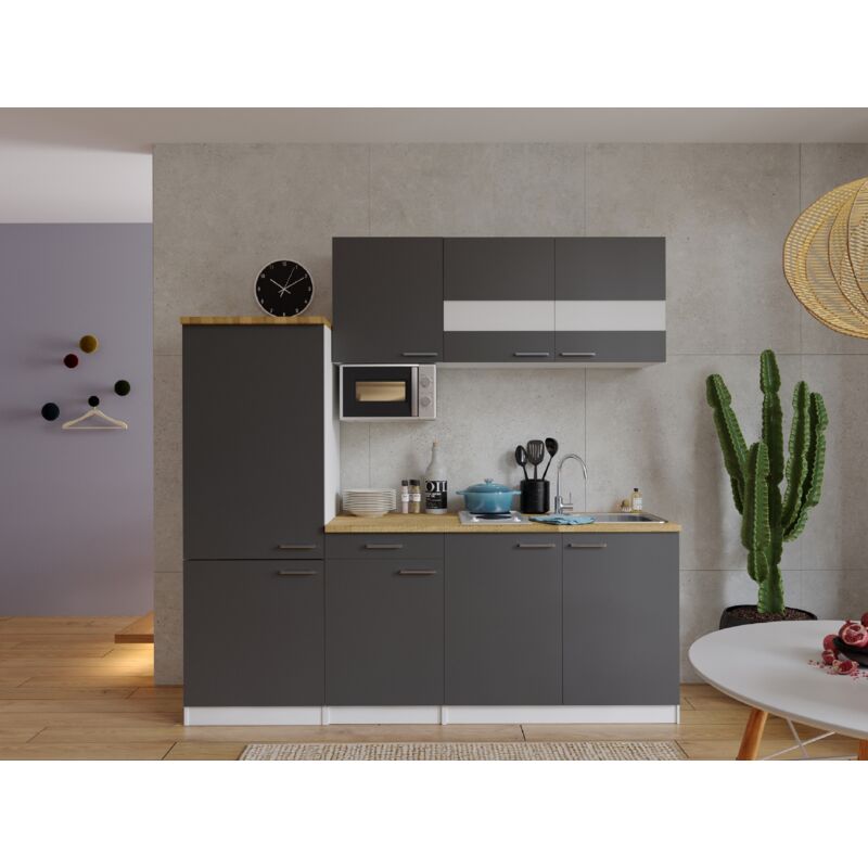 foto del prodotto cucina blocco cucina blocco cucina cucina componibile bianco grigio malia 210 cm respecta