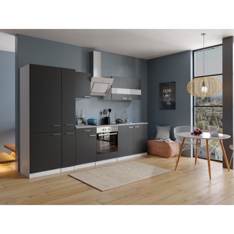 foto del prodotto cucina blocco cucina blocco cucina cucina componibile bianco nero malia 300 cm respecta