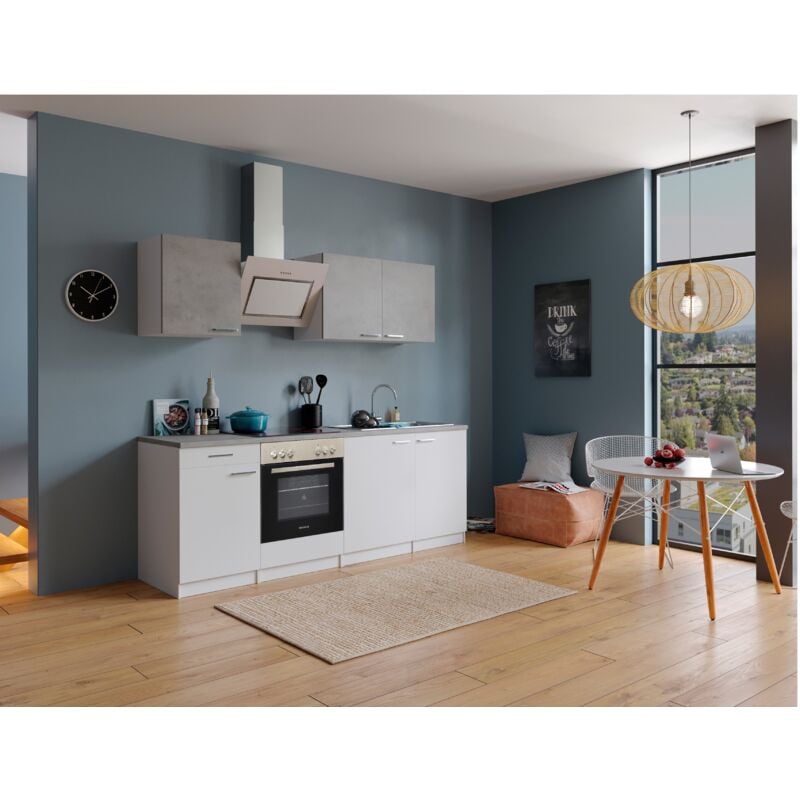 foto del prodotto cucina blocco cucina blocco cucina cucina componibile cemento bianco malia 210 cm respecta