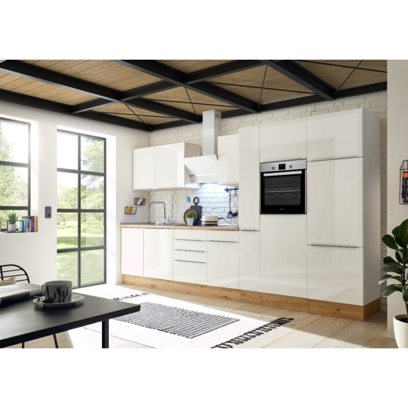 foto del prodotto cucina blocco cucina blocco cucina marleen premium 370 cm bianco artigianale rovere respecta