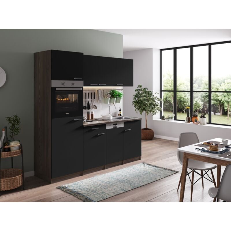 foto del prodotto cucina blocco cucina blocco cucina rovere york nero oliver 205 cm respecta