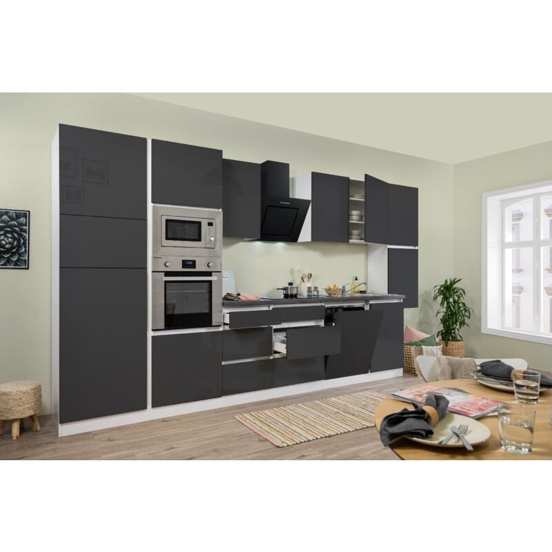 foto del prodotto cucina blocco cucina blocco cucina senza maniglie bianco grigio lorena 395 cm respekta