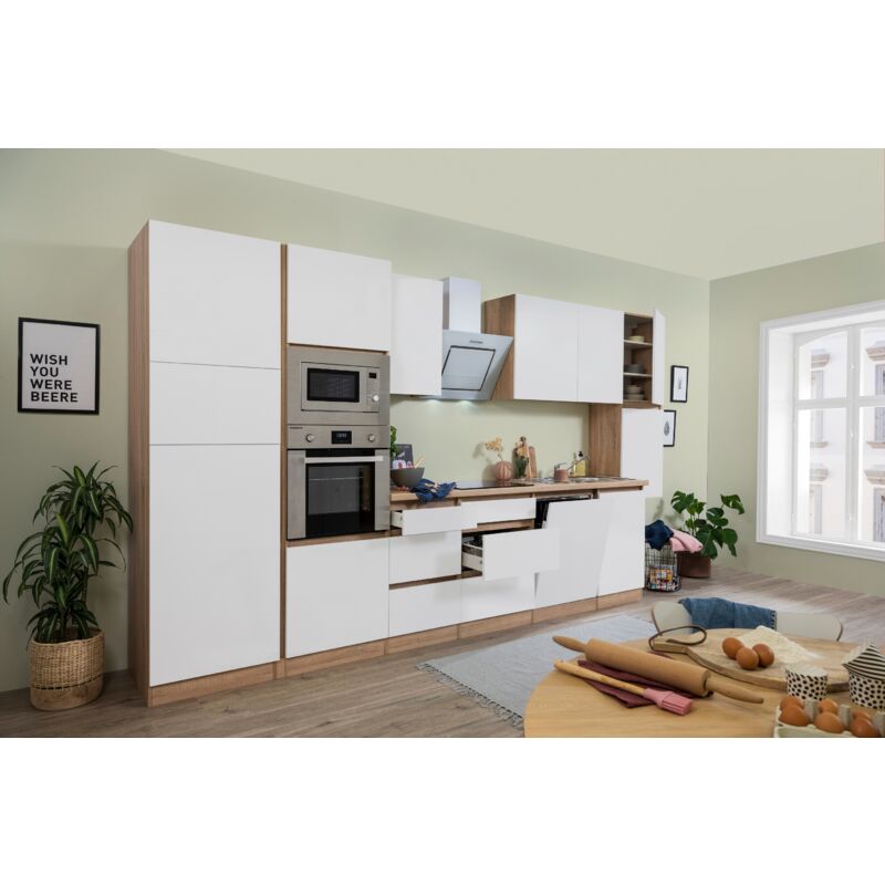 foto del prodotto cucina blocco cucina blocco cucina senza maniglie rovere bianco lorena 395 cm respekta