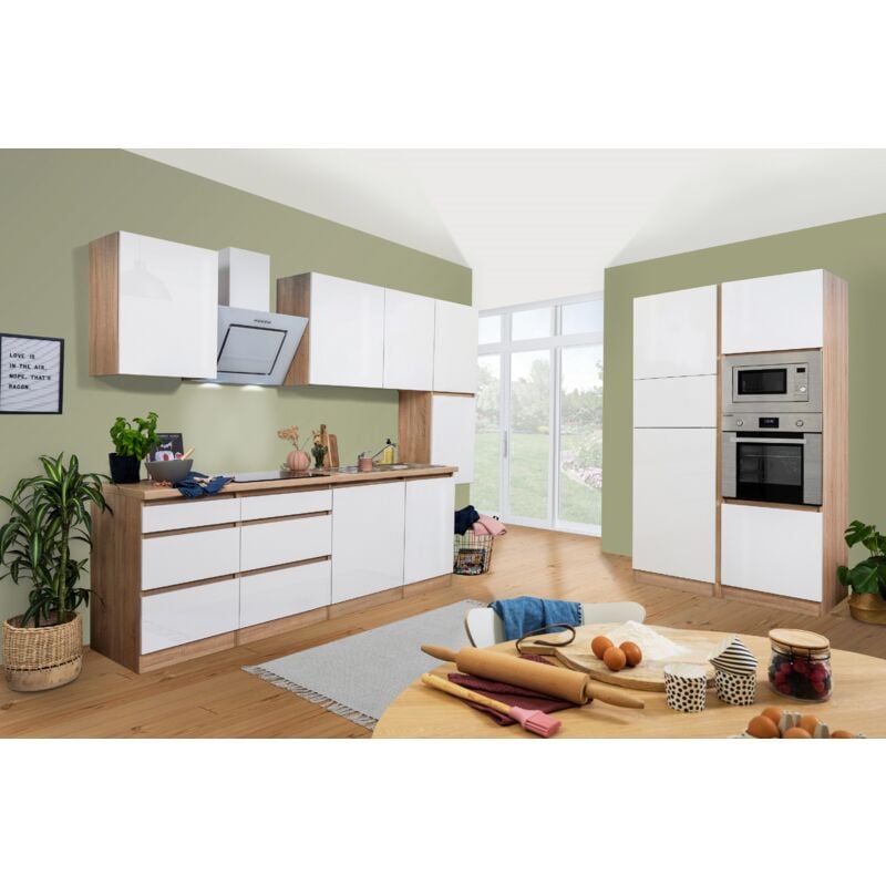 foto del prodotto cucina blocco cucina blocco cucina senza maniglie rovere bianco lorena 395 cm respekta