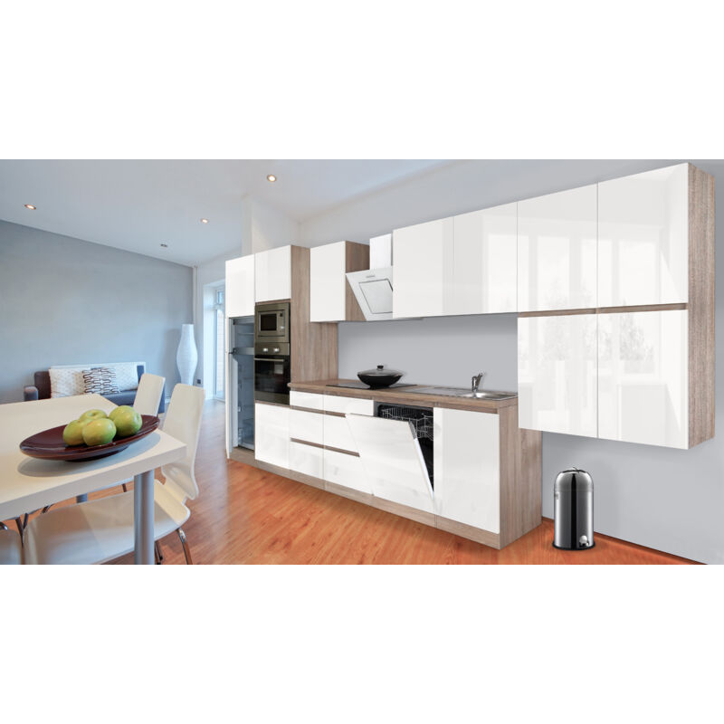 foto del prodotto cucina blocco cucina blocco cucina senza maniglie rovere bianco lorena 445 cm respekta