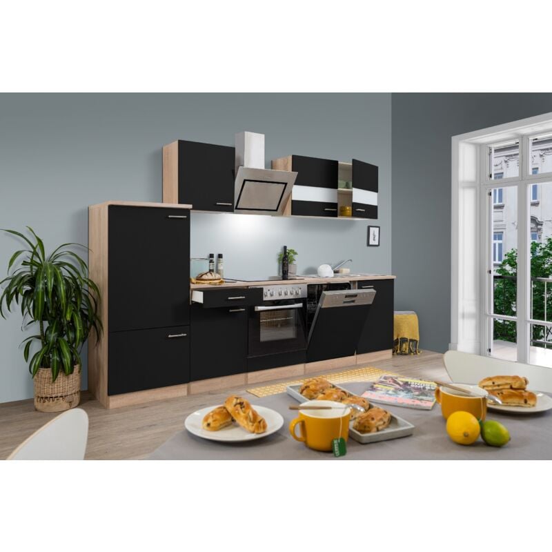 foto del prodotto cucina blocco cucina blocco vuoto cucina componibile rovere nero merle 280 cm respecta