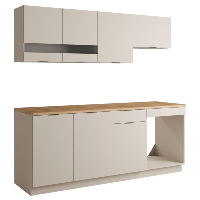 foto del prodotto cucina completa con piano di lavoro 200 cm beige e naturale carmeo