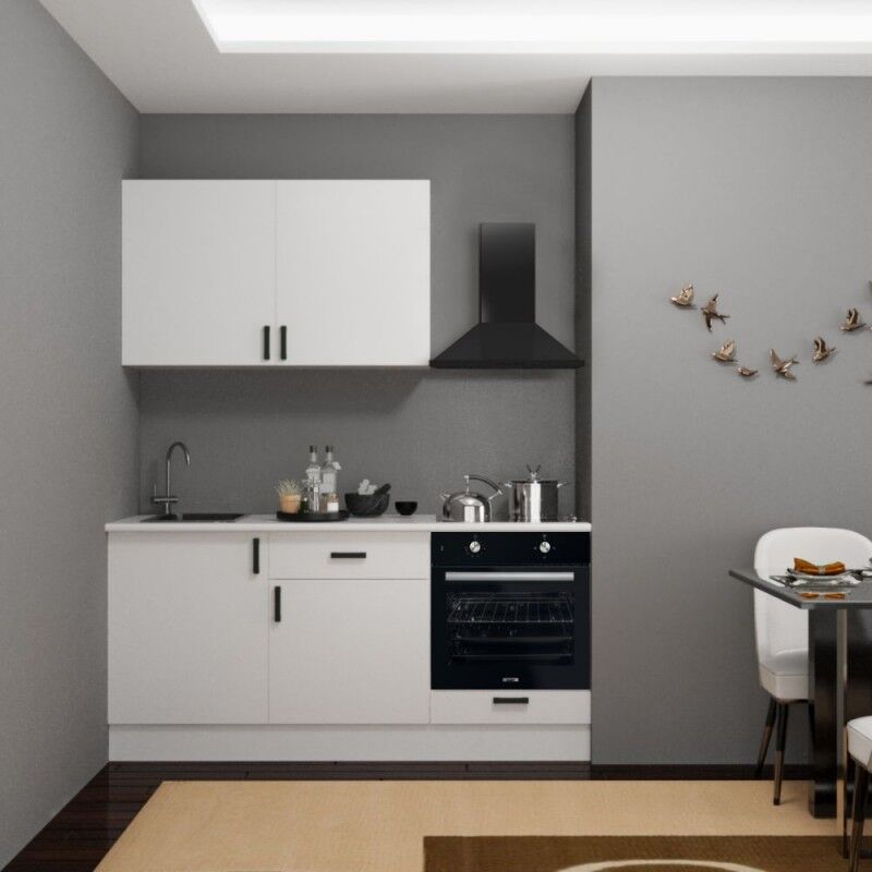 foto del prodotto cucina completa di elettrodomestici 180 cm colore bianco benny