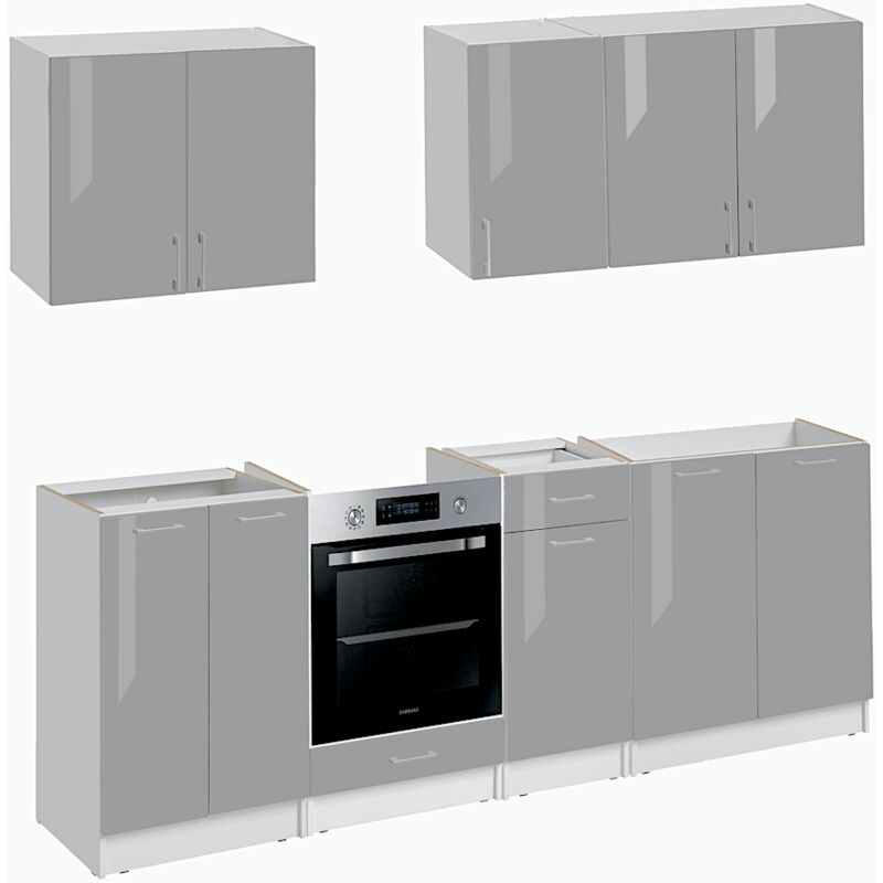 foto del prodotto cucina completa eco grigio brillante da 240 cm