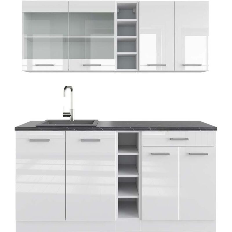 foto del prodotto cucina completa r line, bianco lucido bianco, 160 cm , pl antracite vicco