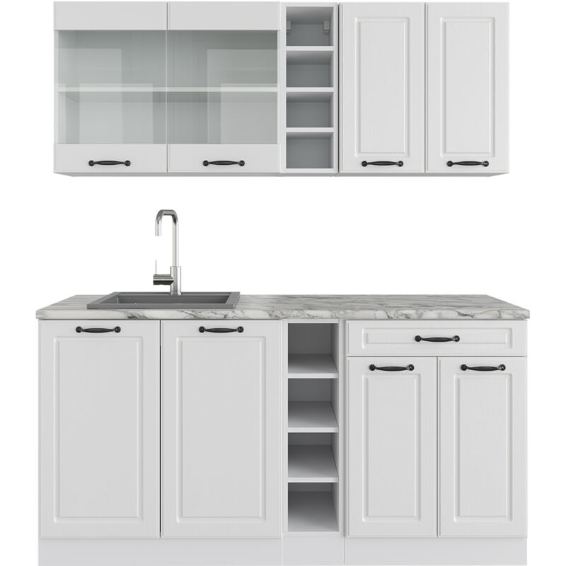 foto del prodotto cucina completa r line, casa di campagna bianca bianco, 160 cm , pl marmo vicco