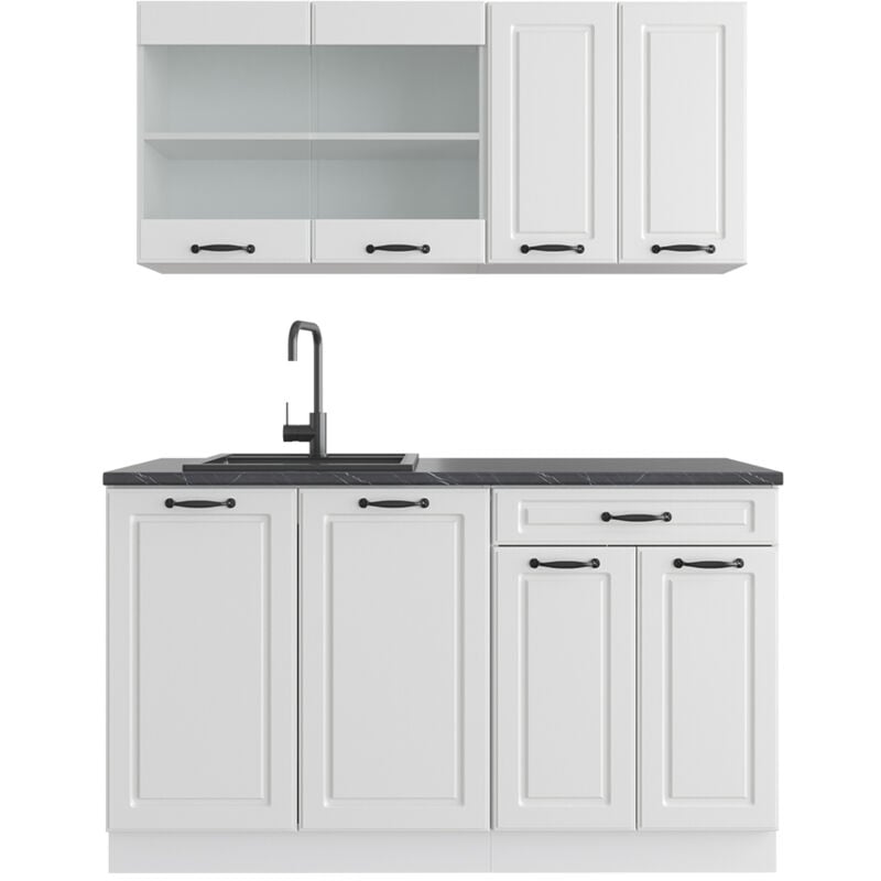 foto del prodotto cucina componibile r line, casa di campagna bianca bianco, 140 cm , pl antracite vicco