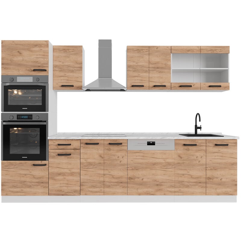 foto del prodotto cucina componibile r line, quercia dorata bianco, 300 cm pl antracite vicco