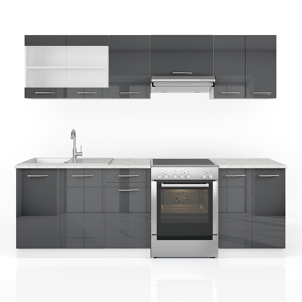 foto del prodotto cucina componibile raul, antracite, 240 cm , pl marmo, vicco