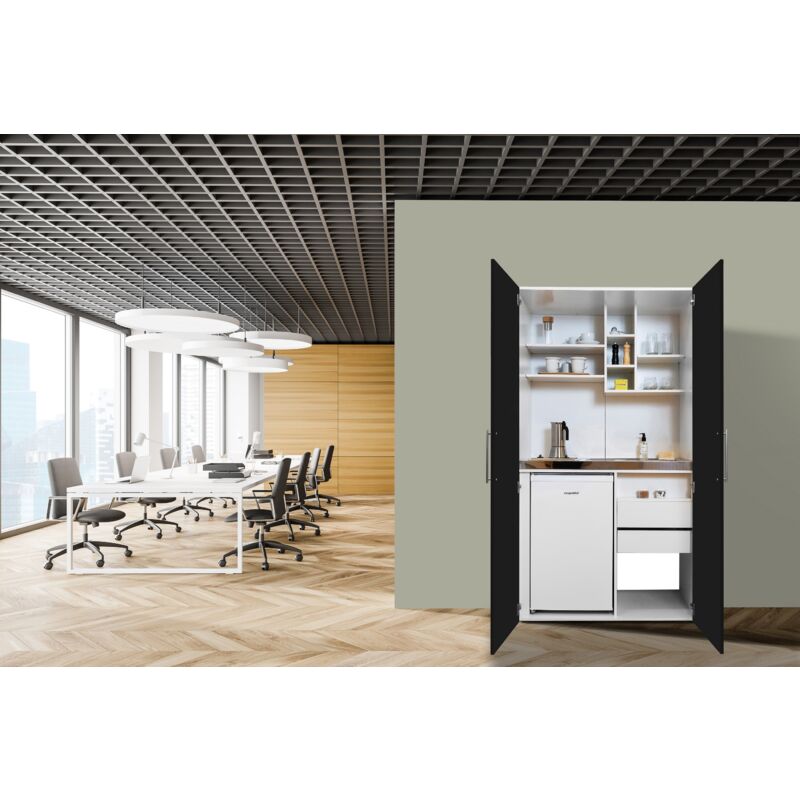 foto del prodotto cucina cucina da ufficio minicucina cucina singola bianco nero peter 104 cm respecta