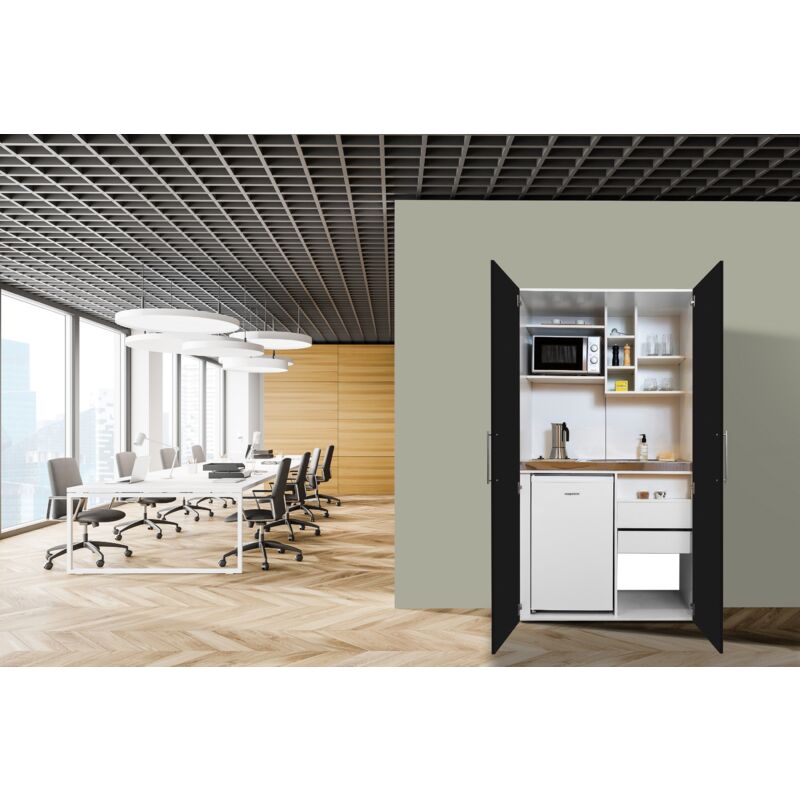 foto del prodotto cucina cucina da ufficio minicucina cucina singola bianco nero peter 104 cm respecta