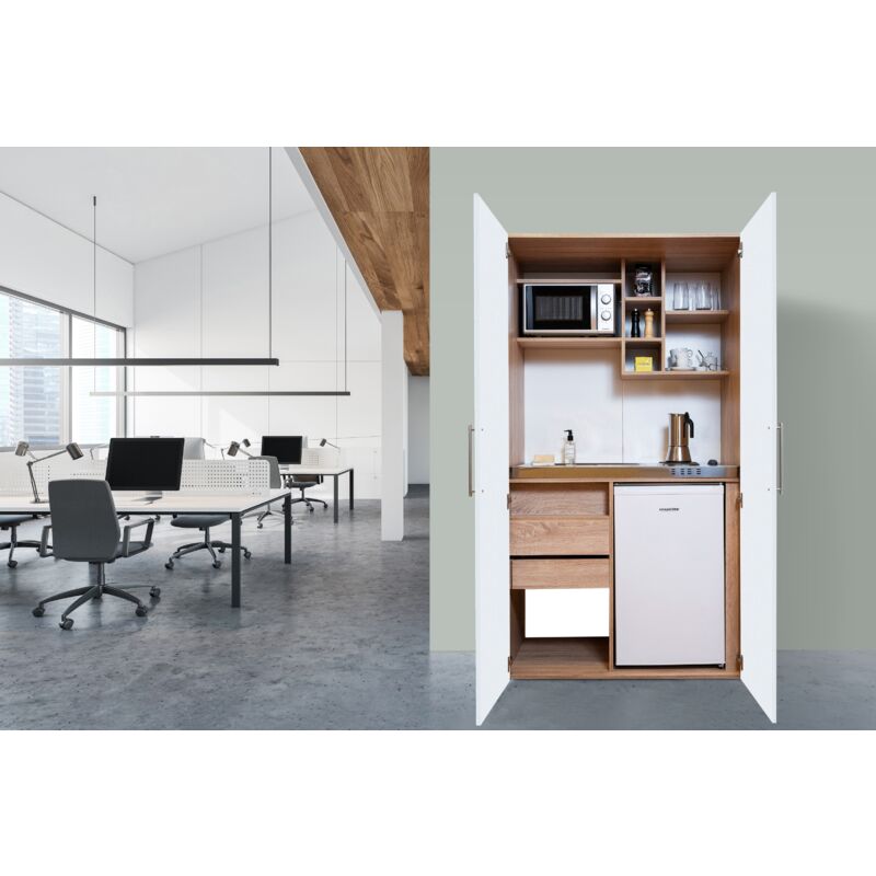 foto del prodotto cucina cucina da ufficio minicucina cucina singola rovere bianco peter 104 cm respecta