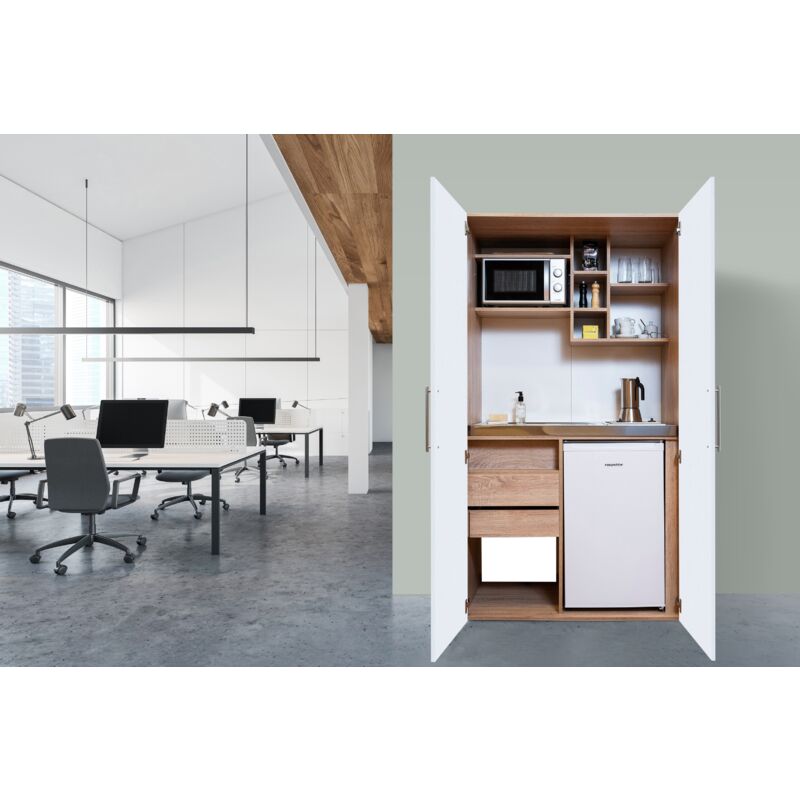 foto del prodotto cucina cucina da ufficio minicucina cucina singola rovere bianco peter 104 cm respecta