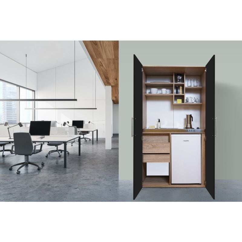 foto del prodotto cucina cucina da ufficio minicucina cucina singola rovere nero peter 104 cm respecta