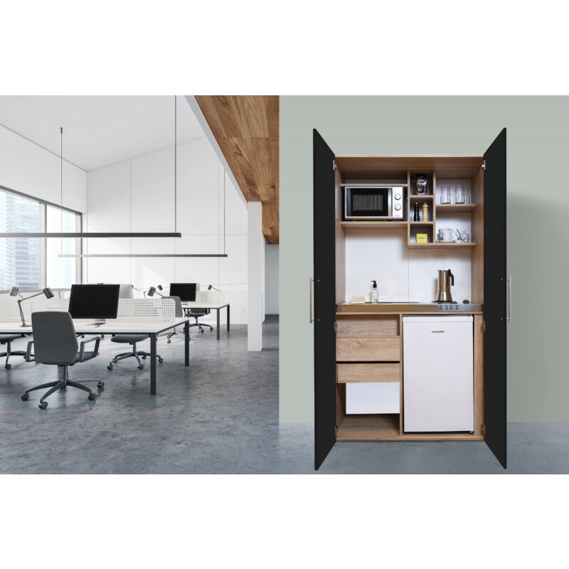 foto del prodotto cucina cucina da ufficio minicucina cucina singola rovere nero peter 104 cm respecta