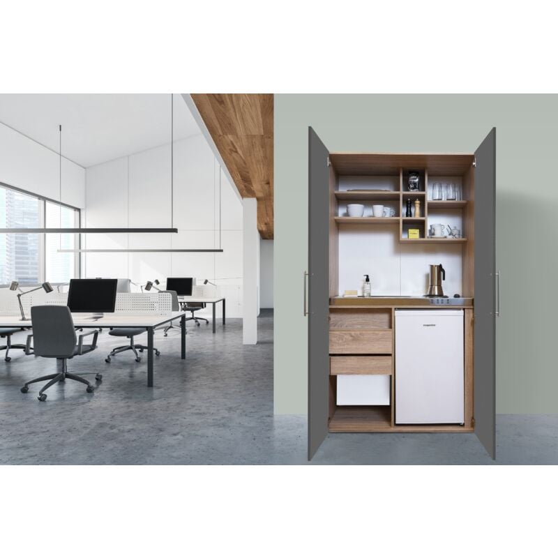foto del prodotto cucina cucina ufficio minicucina cucina singola rovere grigio peter 104 cm respecta