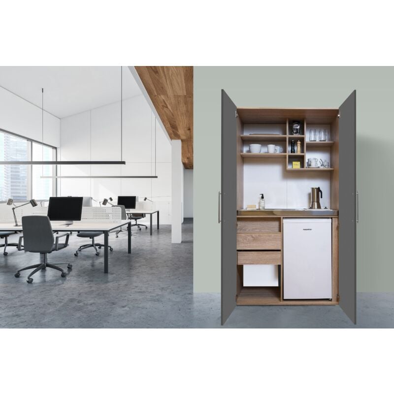 foto del prodotto cucina cucina ufficio minicucina cucina singola rovere grigio peter 104 cm respecta