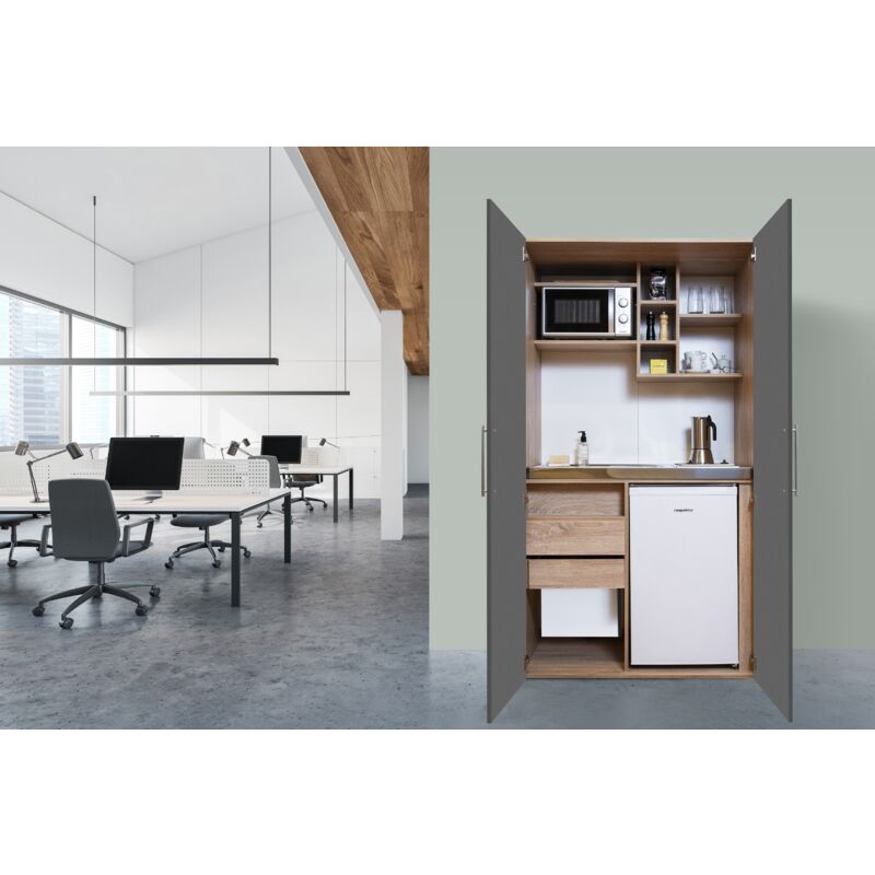 foto del prodotto cucina cucina ufficio minicucina cucina singola rovere grigio peter 104 cm respecta