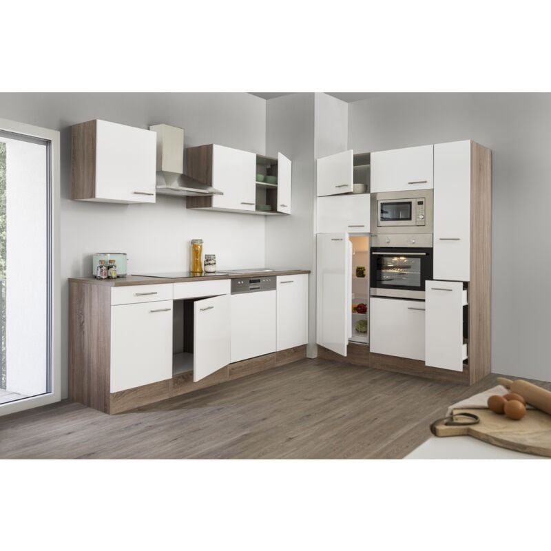foto del prodotto cucina cucinino blocco cucina componibile vuoto rovere york bianco oliver 370 cm respecta