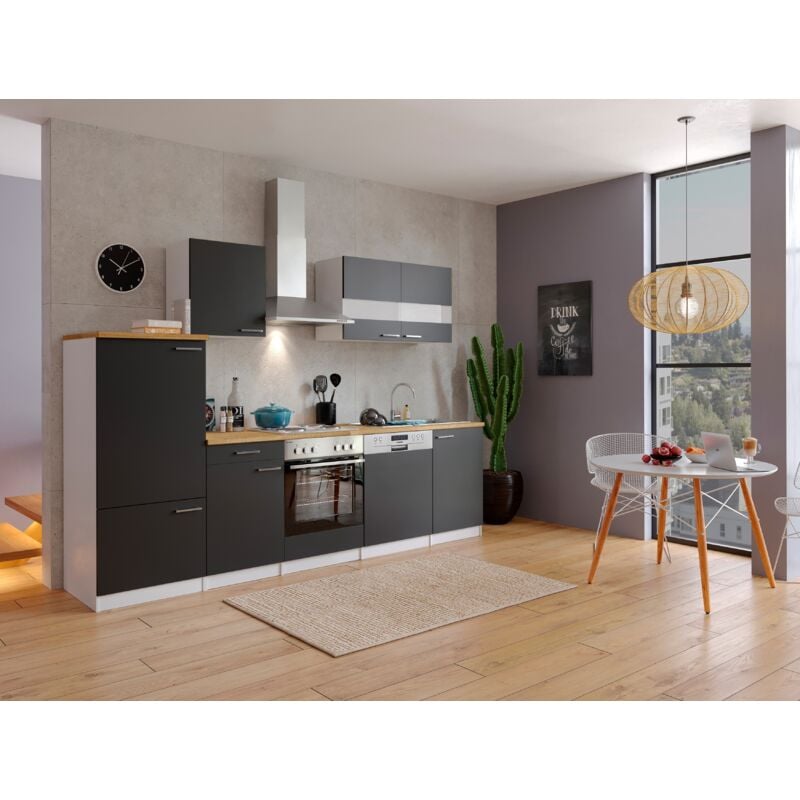 foto del prodotto cucina cucinino blocco vuoto cucina componibile bianco nero malia 280 cm respekta
