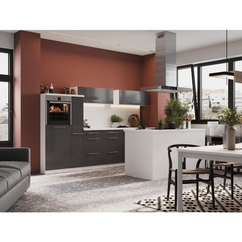 foto del prodotto cucina cucinino cucina ad isola bianco grigio amanda 310 cm respecta premium