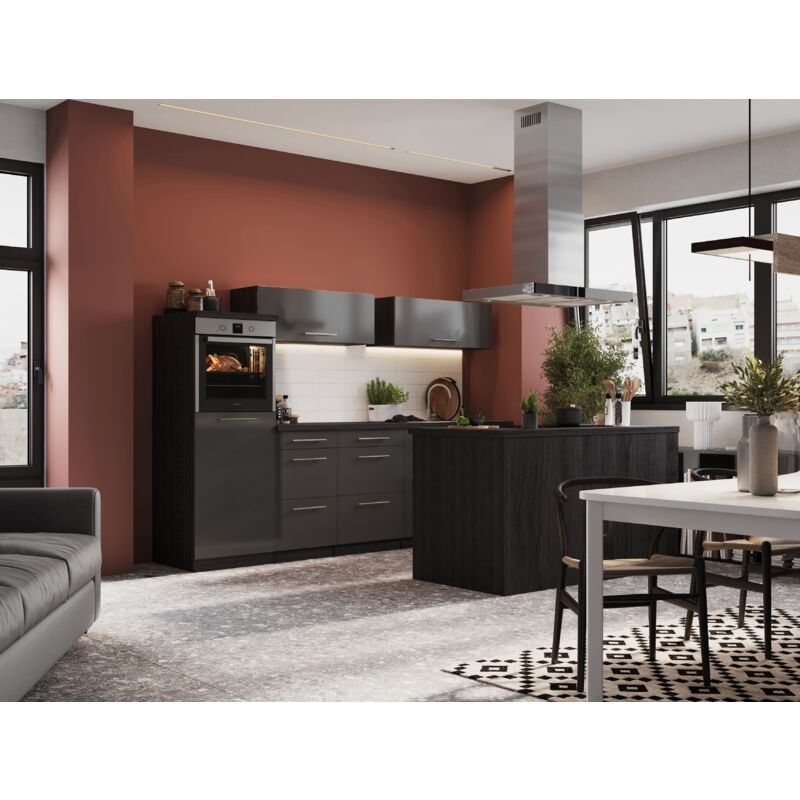 foto del prodotto cucina cucinino cucina ad isola rovere grigio amanda 280 cm respecta premium