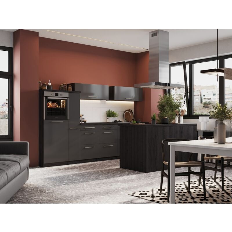 foto del prodotto cucina cucinino cucina ad isola rovere grigio amanda 310 cm respecta premium