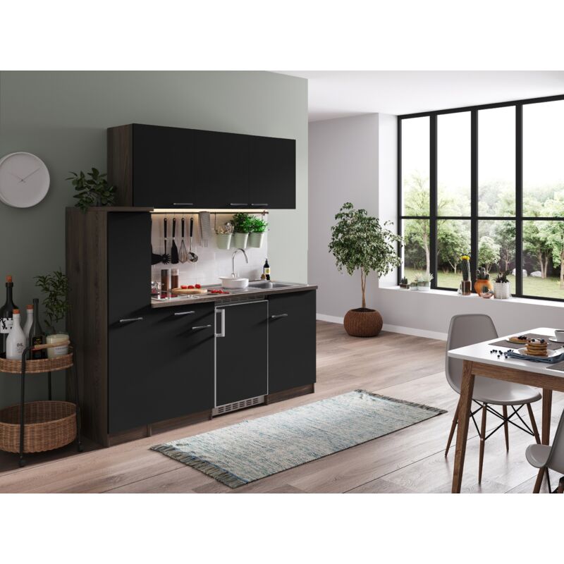 foto del prodotto cucina cucinino cucina singola rovere york nero oliver 180 cm respecta