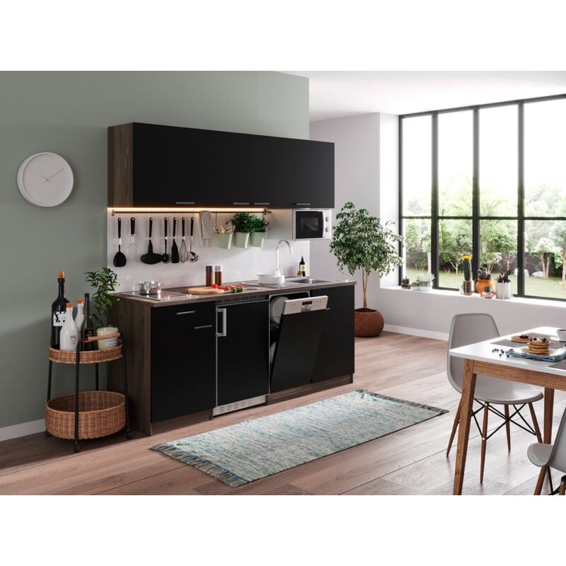 foto del prodotto cucina cucinino cucina singola rovere york nero oliver 195 cm respecta