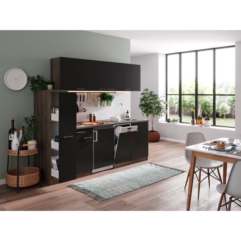 foto del prodotto cucina cucinino cucina singola rovere york nero oliver 225 cm respecta