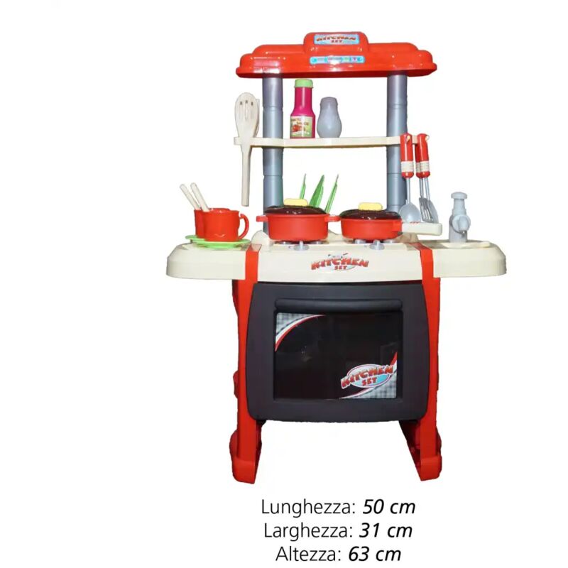 foto del prodotto cucina giocattolo bambini fornello luci suoni 25 accessori gioco 50x31x63cm r15