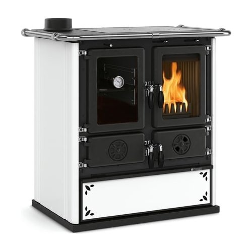 foto del prodotto cucina legna nordica 7013179 rosetta sx vst 5.0 steel bianco puntinato