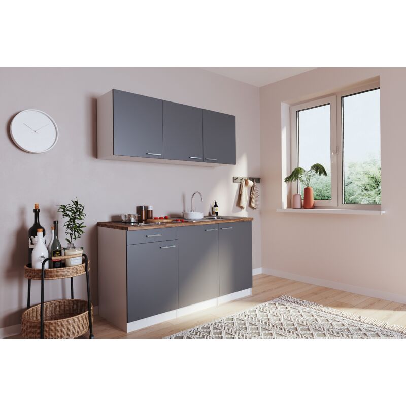 foto del prodotto cucina mini cucina cucina singola luis 150 cm bianco grigio senza frigorifero respecta