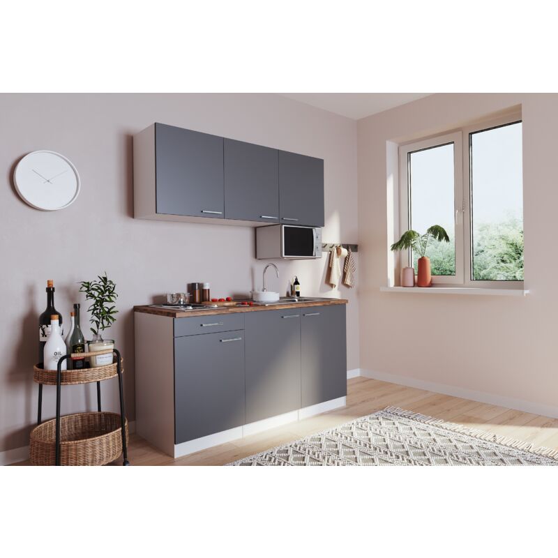 foto del prodotto cucina mini cucina cucina singola luis 150 cm bianco grigio senza frigorifero respecta