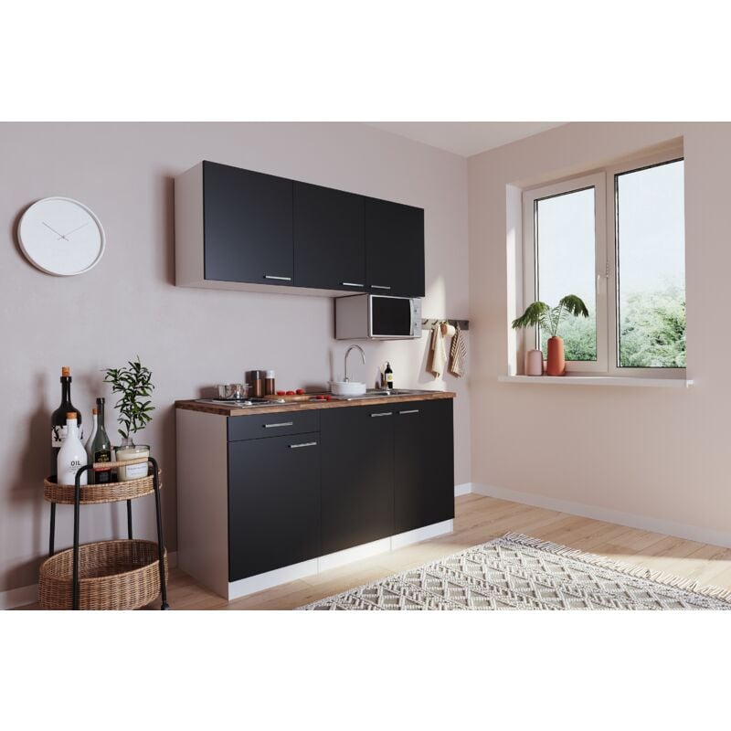 foto del prodotto cucina mini cucina cucina singola luis 150 cm bianco nero senza frigorifero respecta